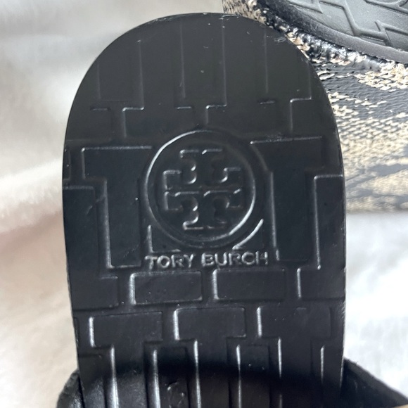 Tory Burch Black and Gold Snakeskin Wedges - Picture 8 of 8